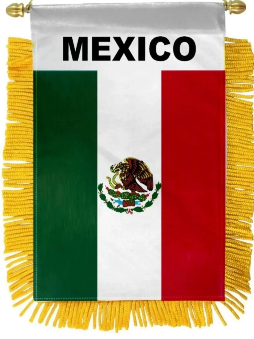 Mexico Mini Banner Car Flag with Gold Fringe - Pack of 2